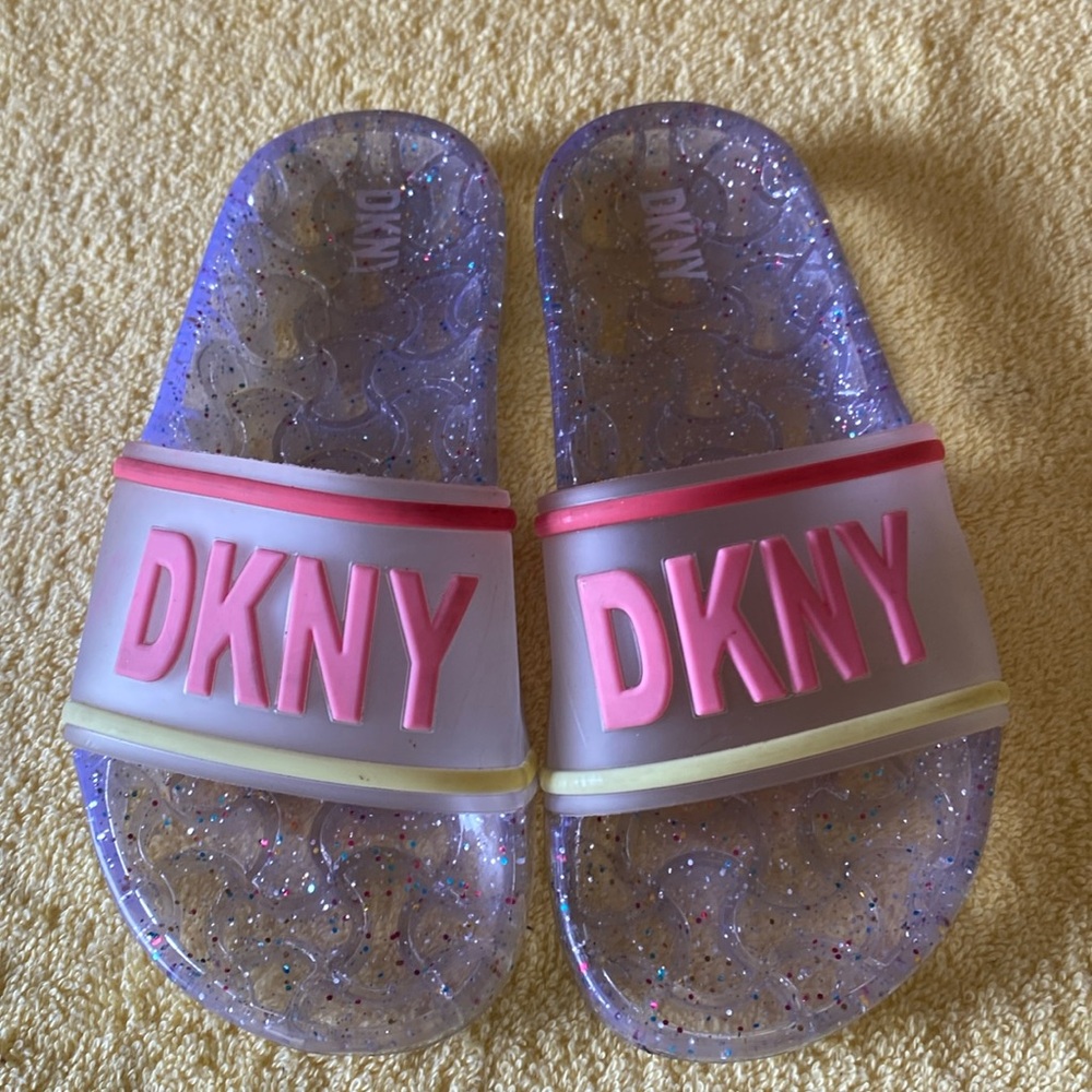 DKNY Slides kids size 3 colors Pink/yellow/Orange
